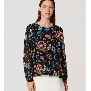 Loft Floral Print Petite Peplum Blouse